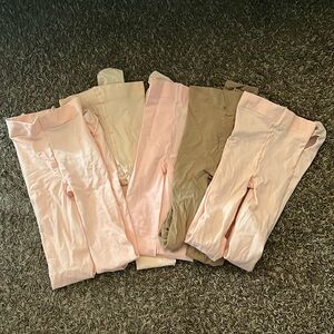 BUNDLE OF FIVE PINK/TAN TIGHTS